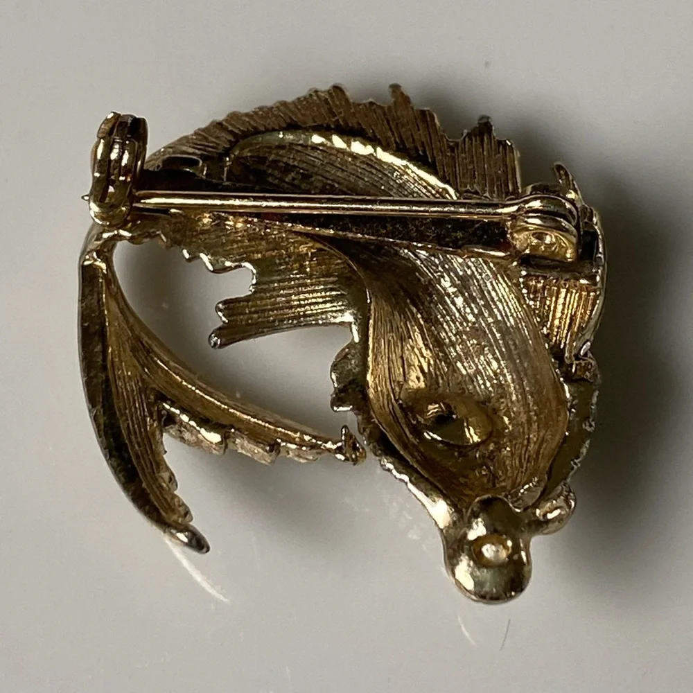 Vintage Koi Fish Crystal Rhinestone Enamel Women’s Gold Tone Pin Brooch - Picture 6 of 6
